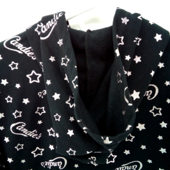 Candies Quarter Zip Black Hoodie with Lettering Kangaroo Pocket Juniors L Warm - Picture 5 of 8